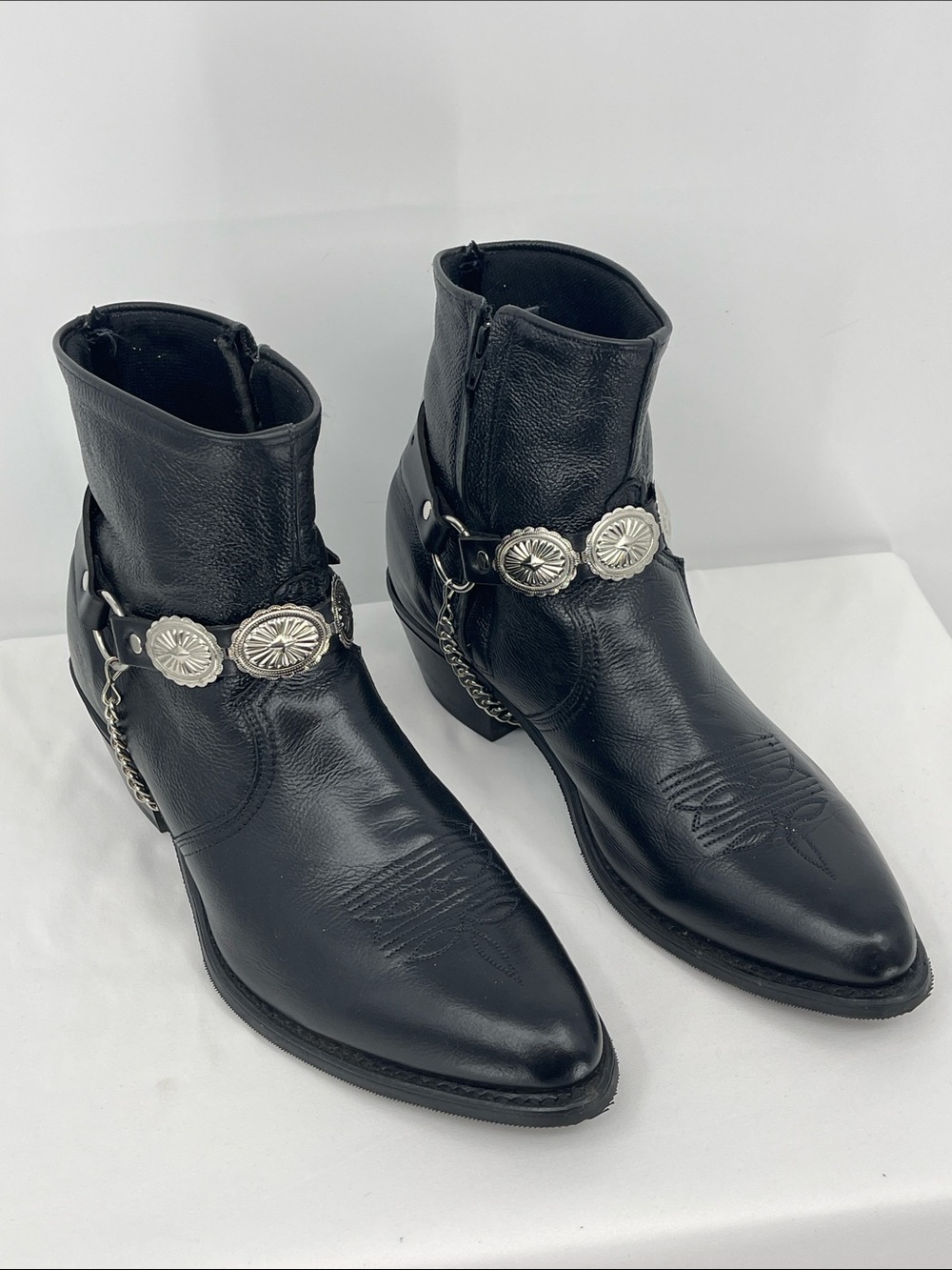 ABILENE Men's Black Leather Western Harness Boots SIZE 12 D